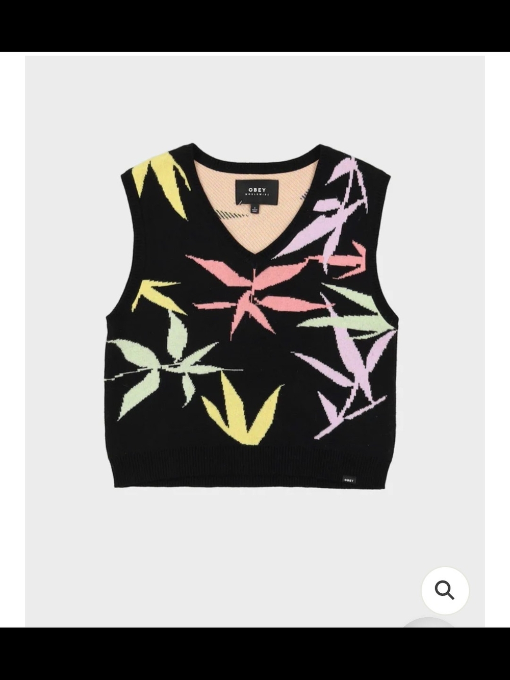 Obey Bamboo Patterned Black Tank Knit / Sweater Vest - S